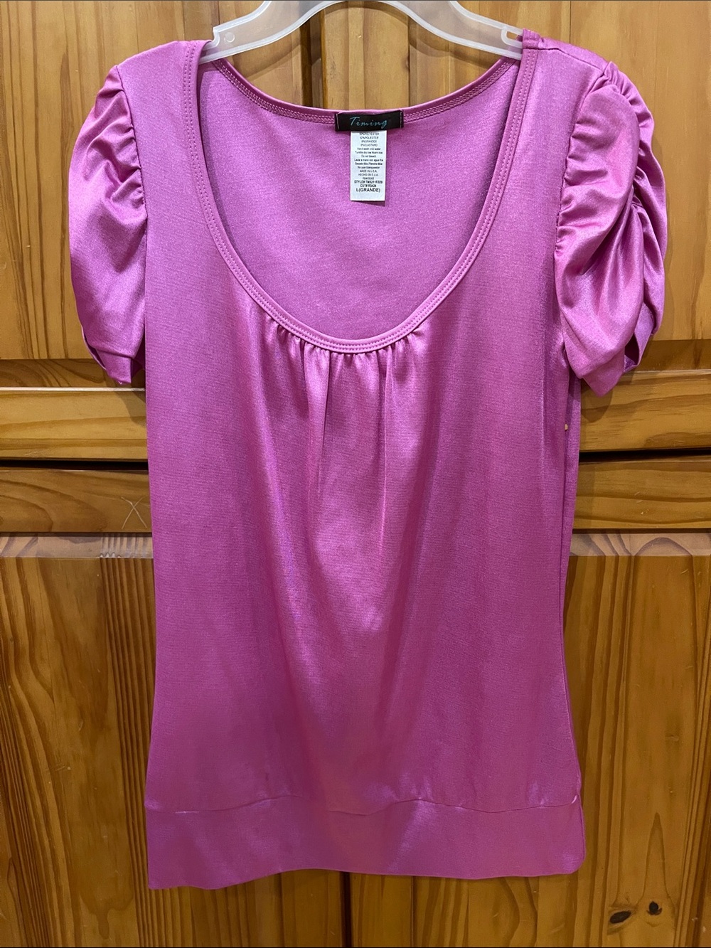 Timing Pink Scoop-Neck Puff Sleeve Top